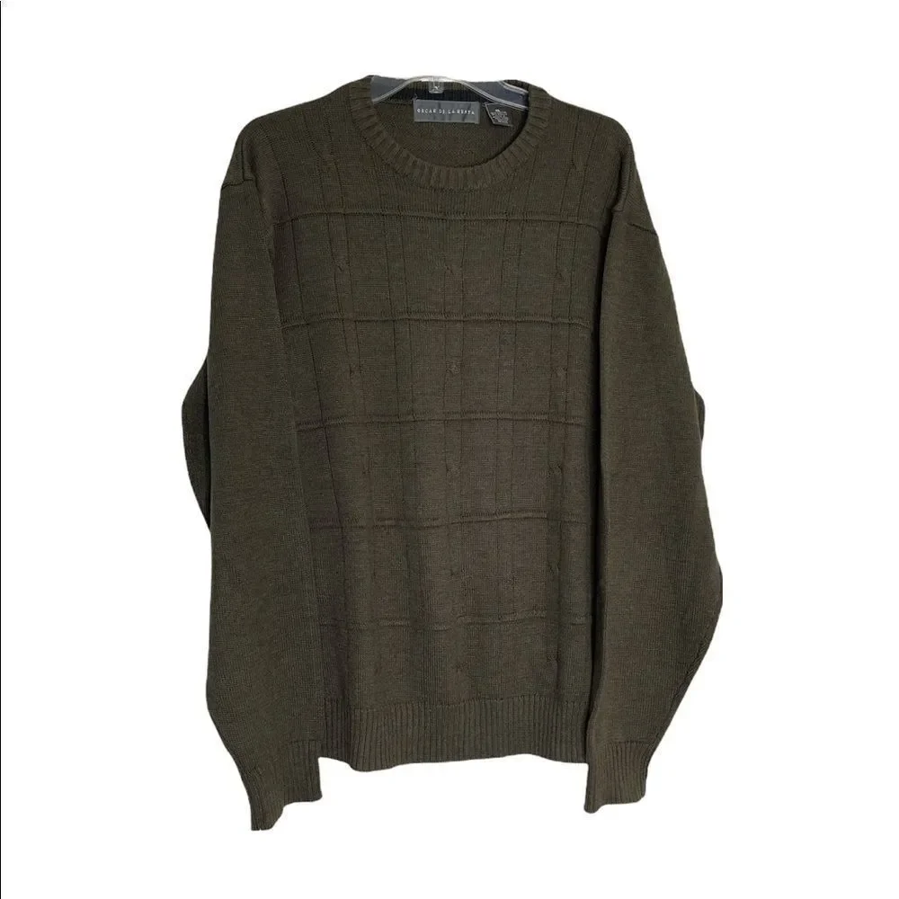 Vintage Oscar De La Renta Mens Olive‎ Green Sweater